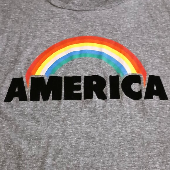 Pam & Gela Oversized Gray America Rainbow Muscle Tee Made in USA Women's Size S - Picture 7 of 12